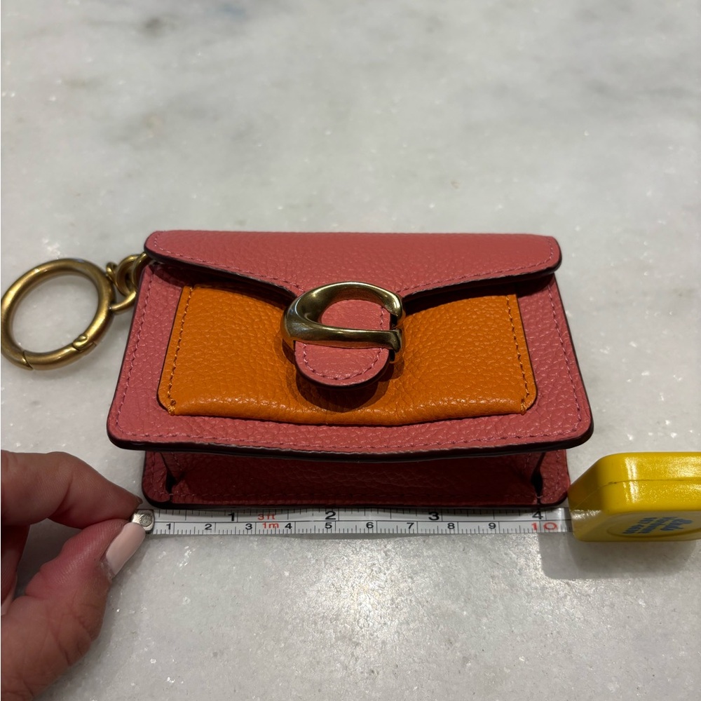 Coach Pink and Orange Leather Card Holder - Picture 7 of 9
